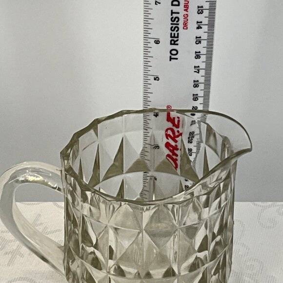 Vintage Janette Glass Windsor‎ Diamond Diamond Cut Milk Pitcher Creamer - Picture 4 of 6
